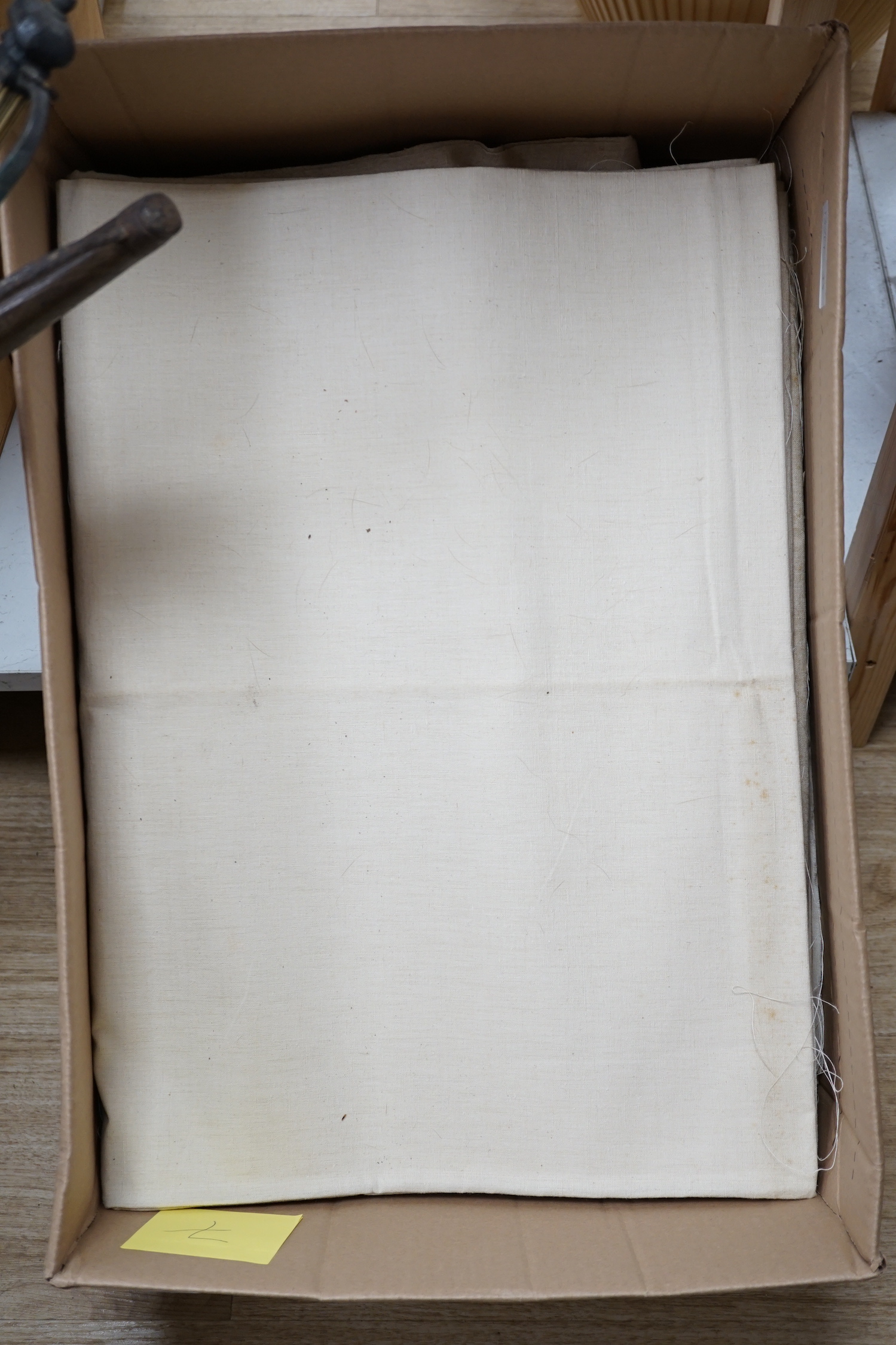 Seven pieces of old unmade coarse woven sheeting